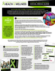 Cover Page from CCC Student Wellness Ambassador Social Media Guide PDF